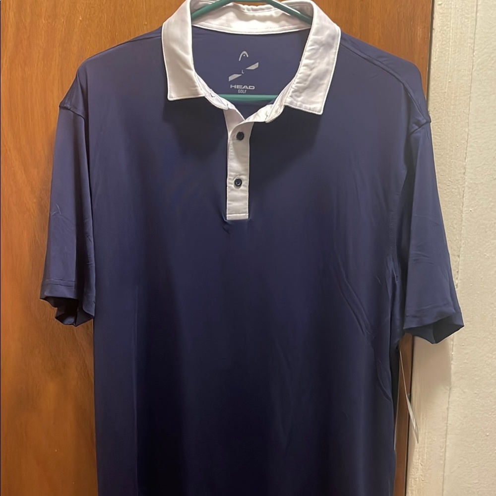 HEAD Men's Dark Blue Polo with White Collar